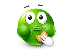 Blue Emoji Eating Cookie – Meme Icon That Says It All